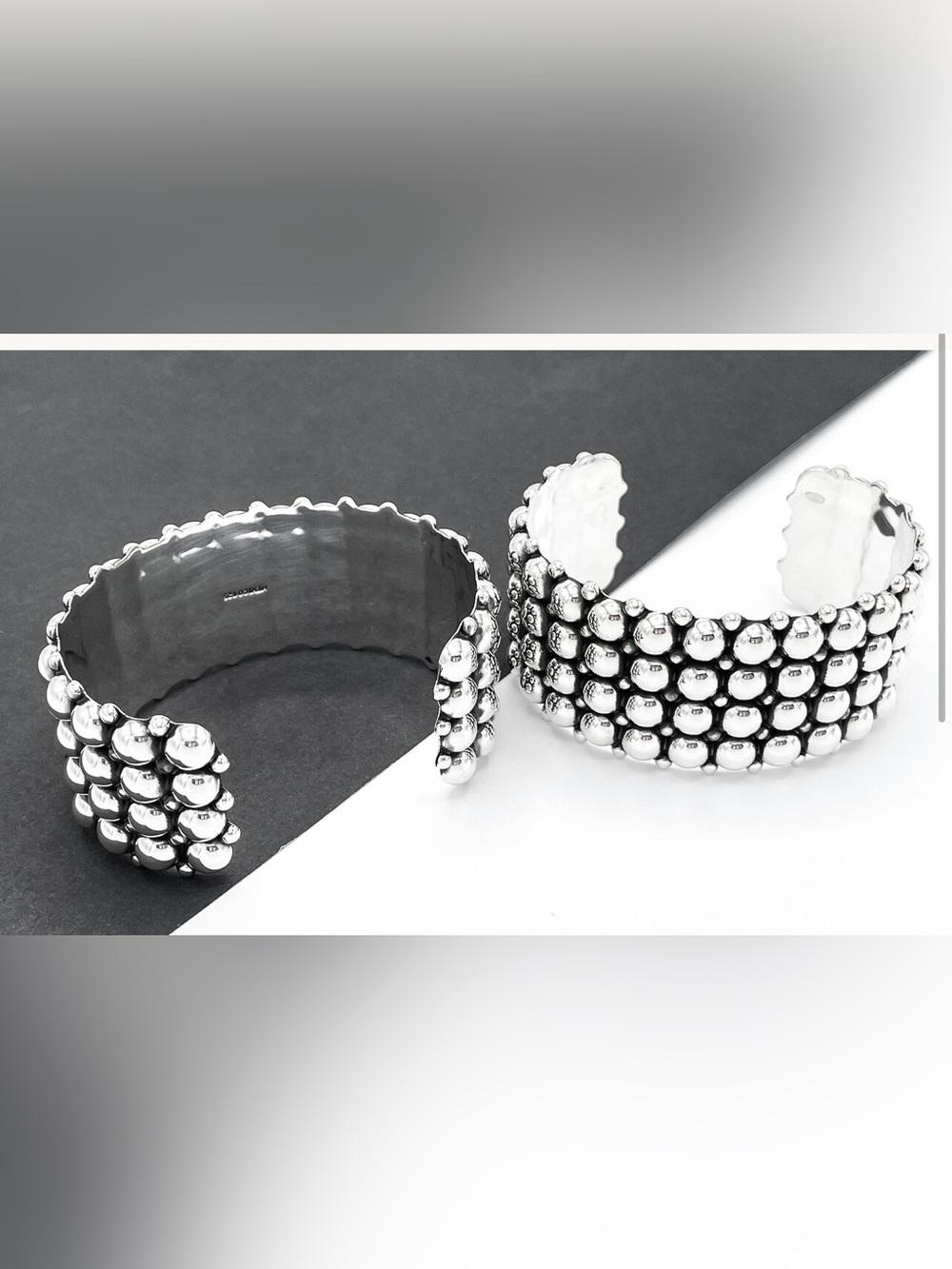 Sterling Silver Dome Cuff Bracelet, Southwest Studded Bracelet